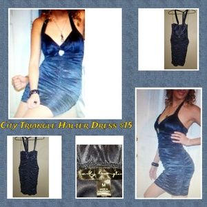 Dark blue crush body hugging dress